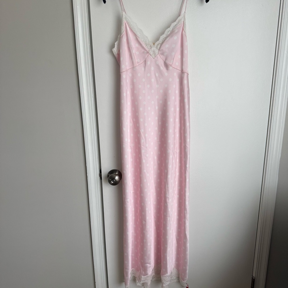 NWT LoveShackFancy Manuela Satin Polka Dot Maxi Slip Dress medium - Picture 7 of 9